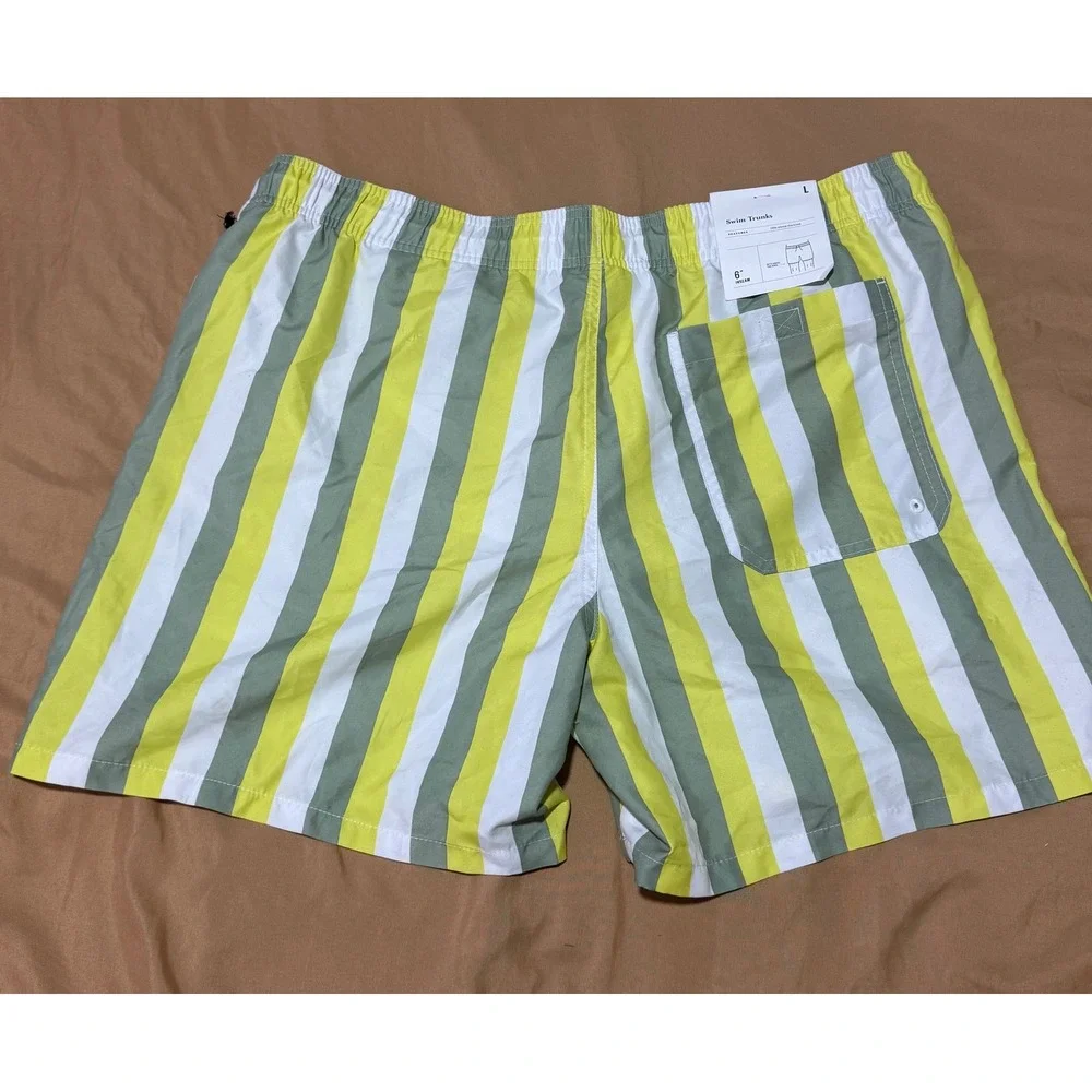 Goodfellow & Co‎ Men's Striped Swim Trunks Yellow Green White Size L 6